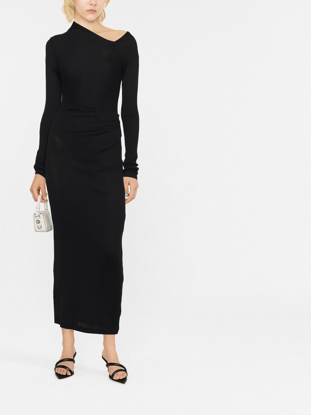 Helmut Lang Asymmetric Neck Midi Dress - Farfetch