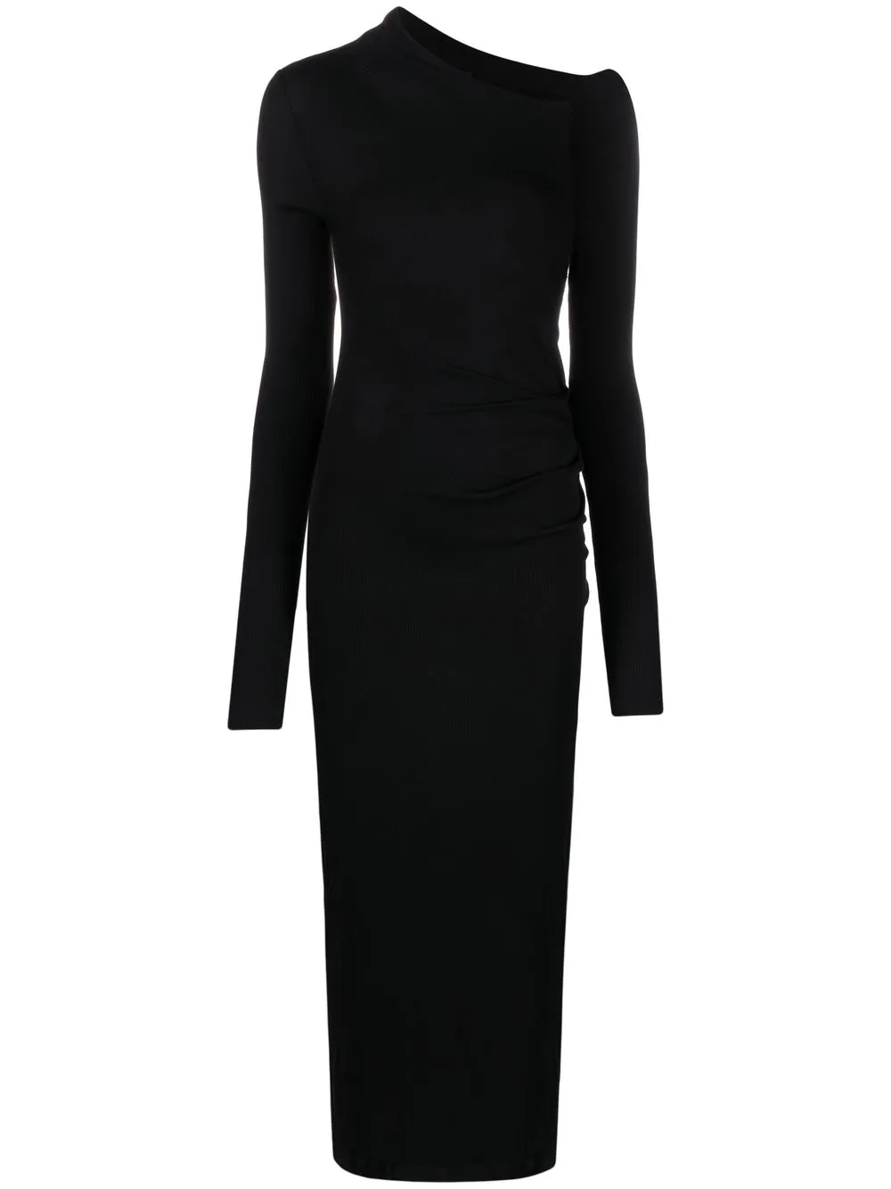 

Helmut Lang vestido midi con cuello asimétrico - Negro