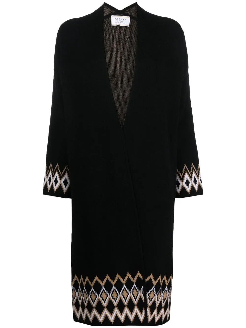 

Snobby Sheep jacquard open-front coat - Black