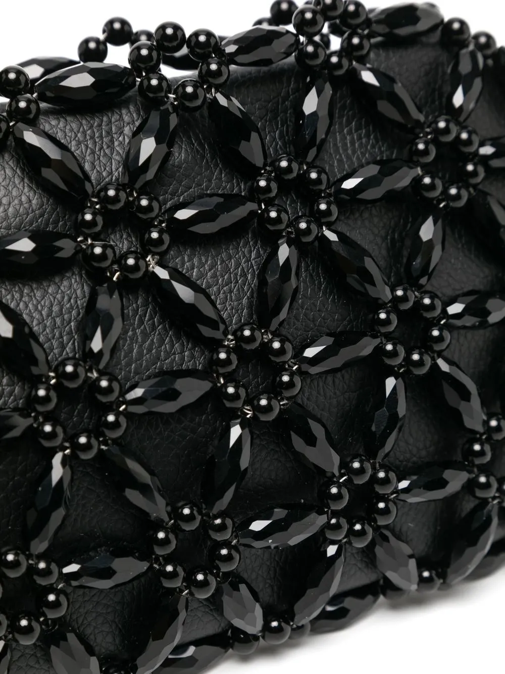 0711 Faceted Bead-embellished Clutch Bag In Black