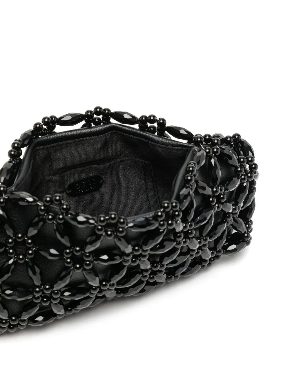 0711 Faceted Bead-embellished Clutch Bag In Black