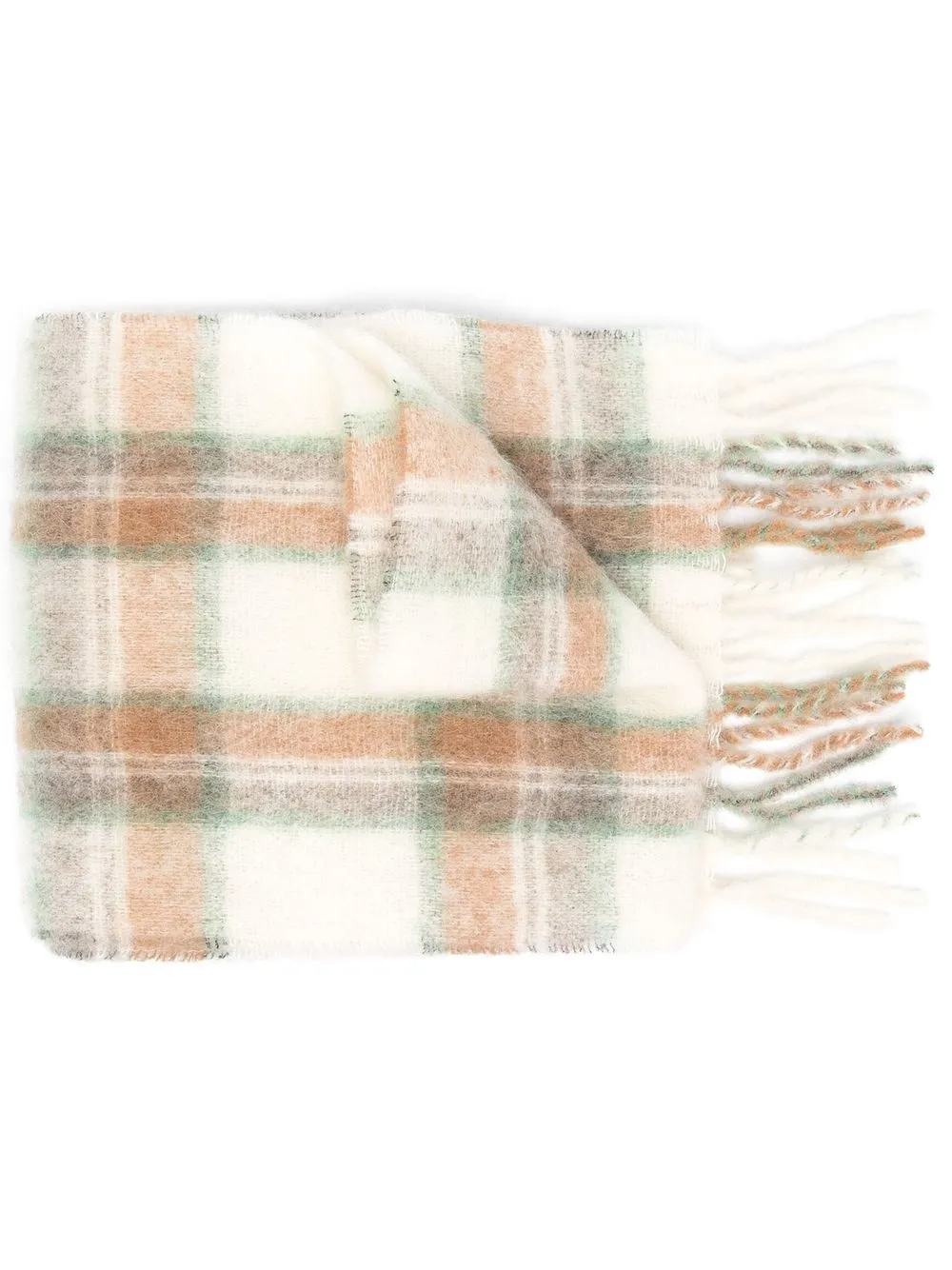 

A.P.C. checked fringe-detail scarf - White