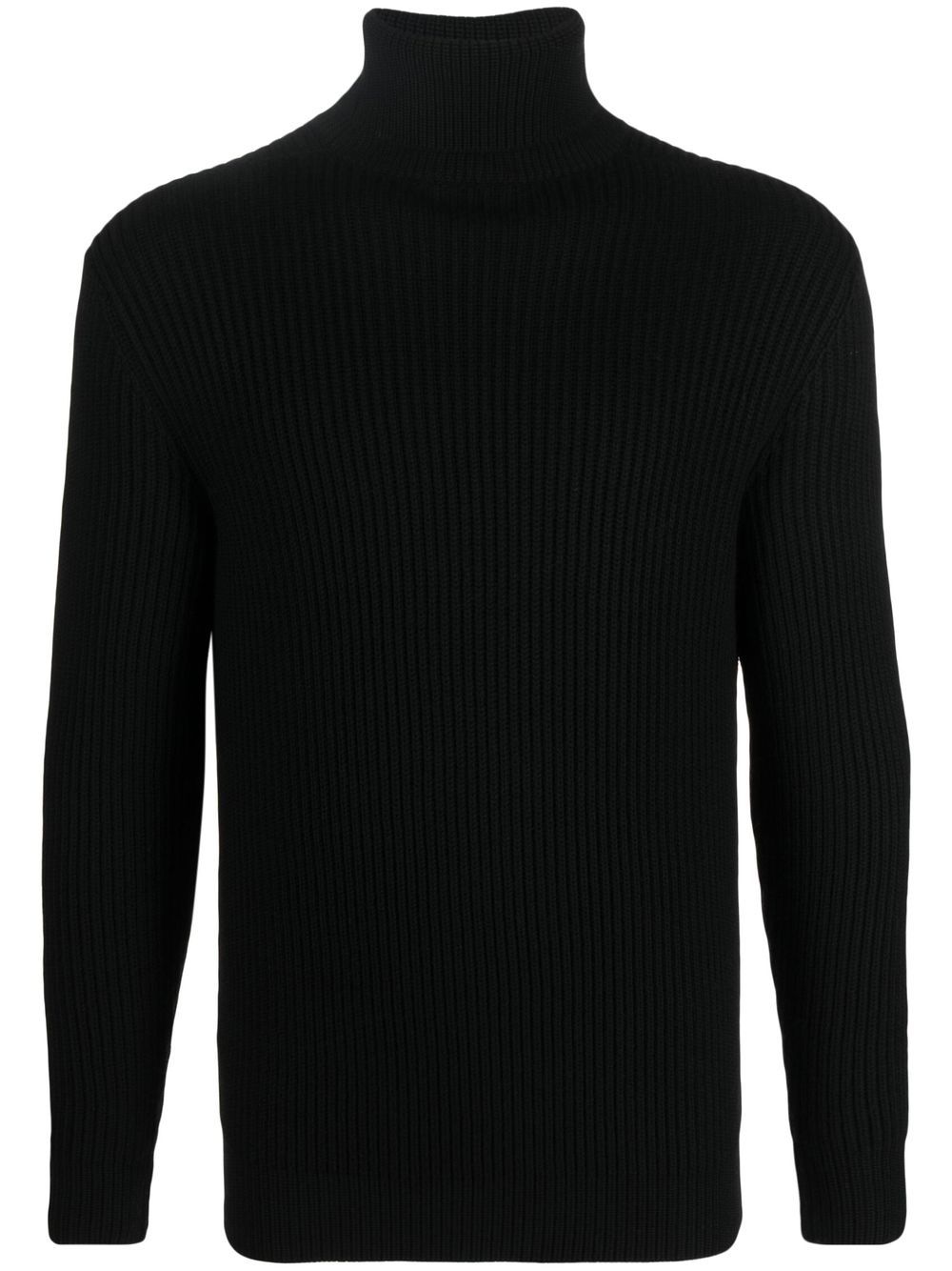 Tagliatore roll neck wool sweatshirt – Black