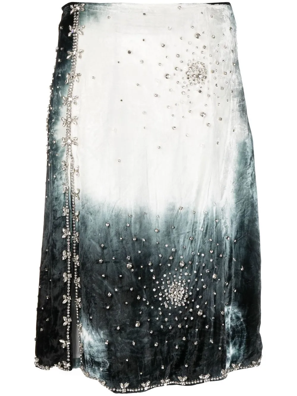 

DES PHEMMES falda midi con strass y estampado degradado - Blanco