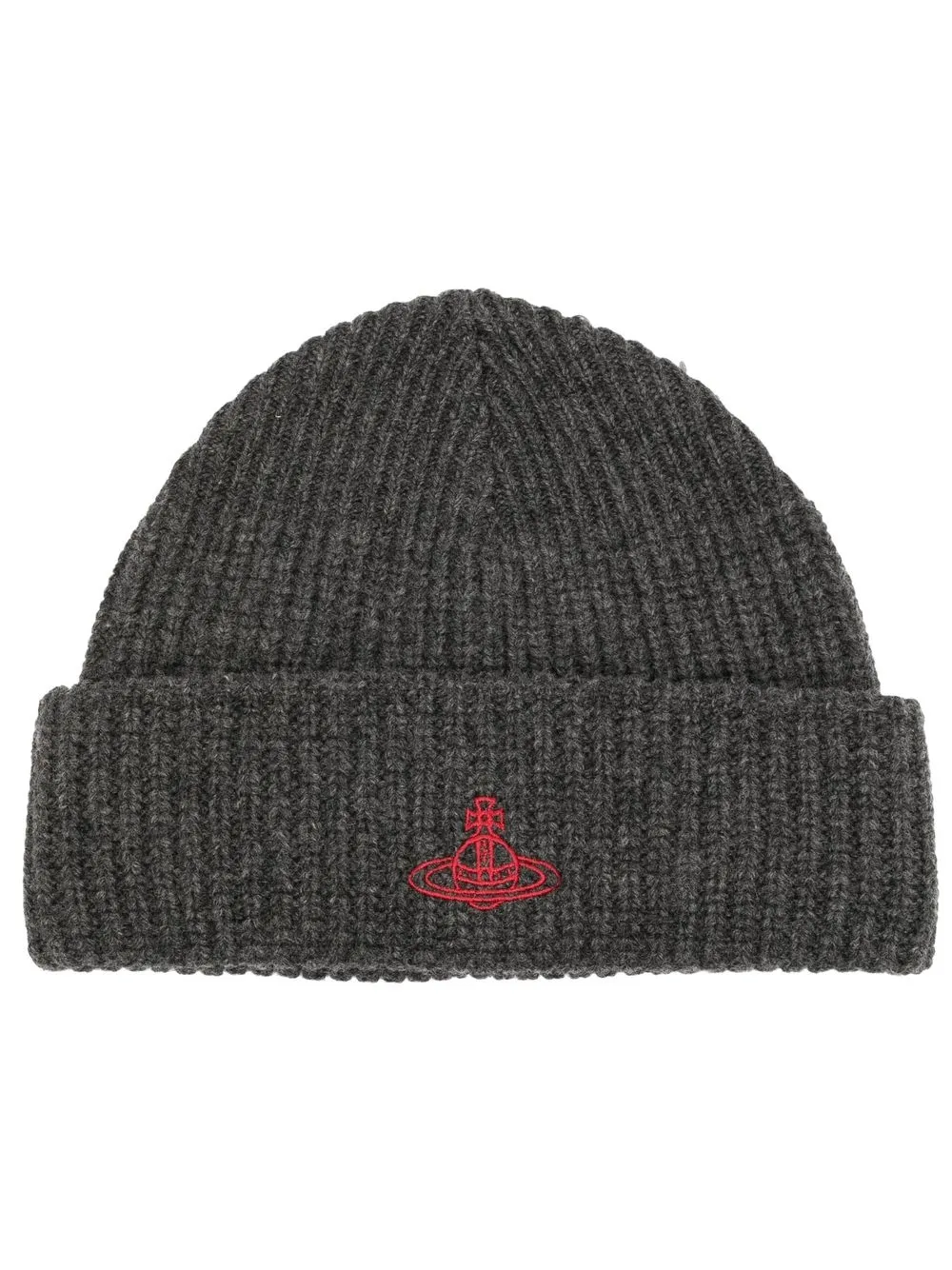 

Vivienne Westwood embroidered-Orb ribbed beanie - Grey