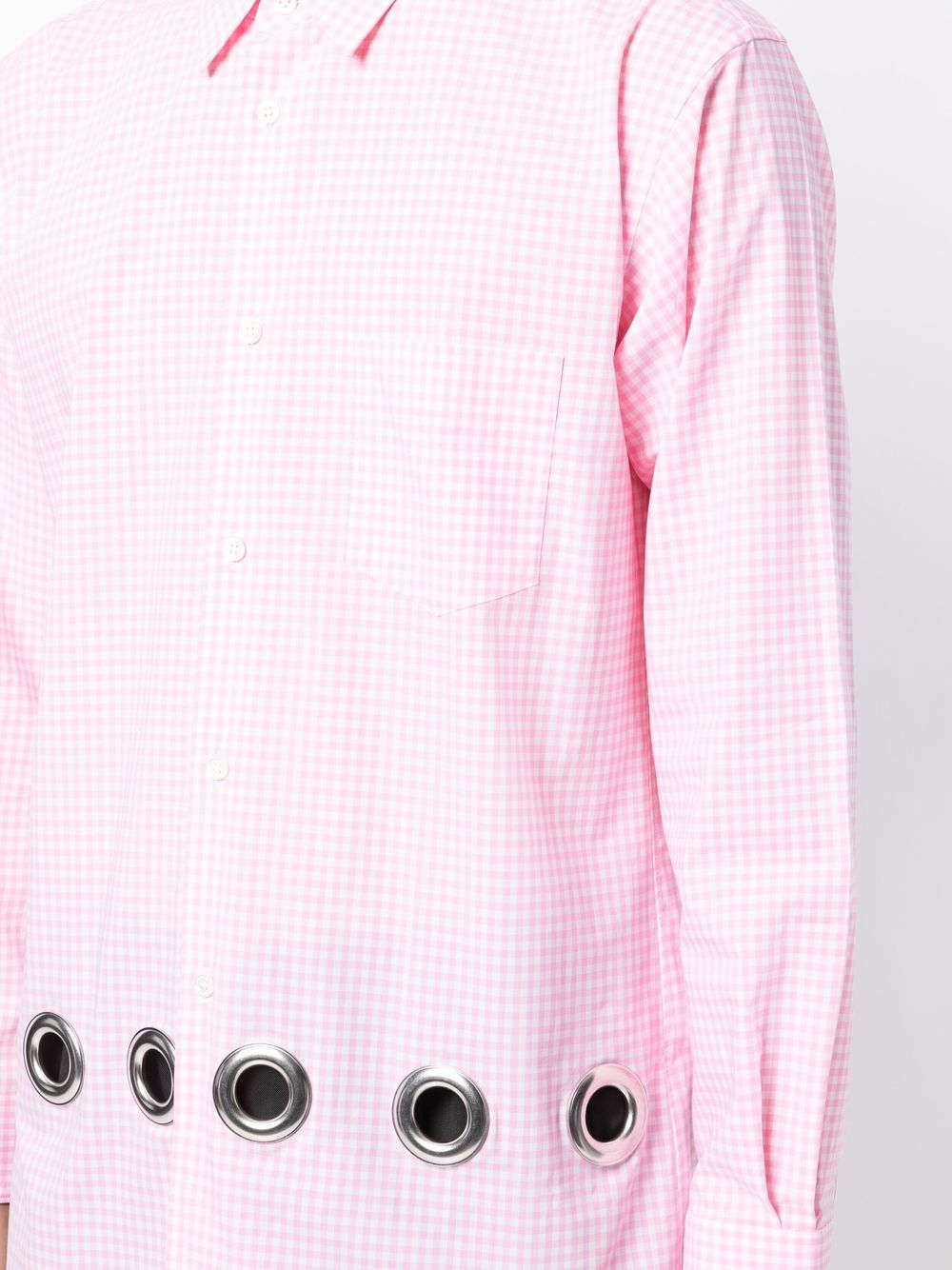 Shop Comme Des Garçons Shirt Gingham-check Eyelet Shirt In Rosa