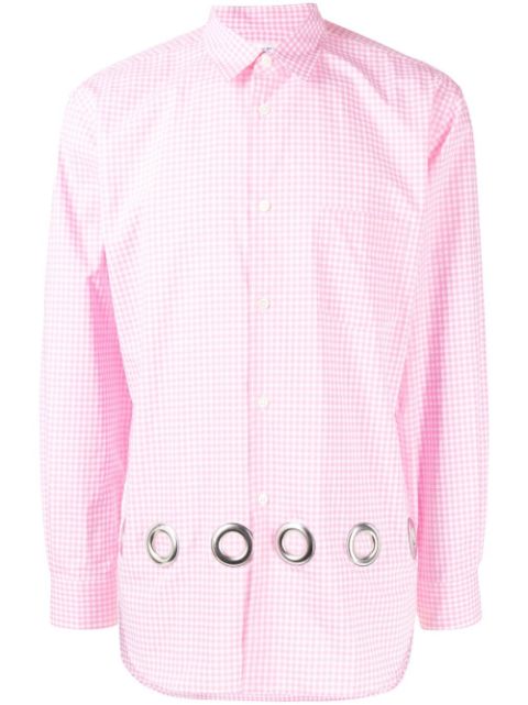 Comme Des Garcons Shirt gingham-check eyelet shirt Men