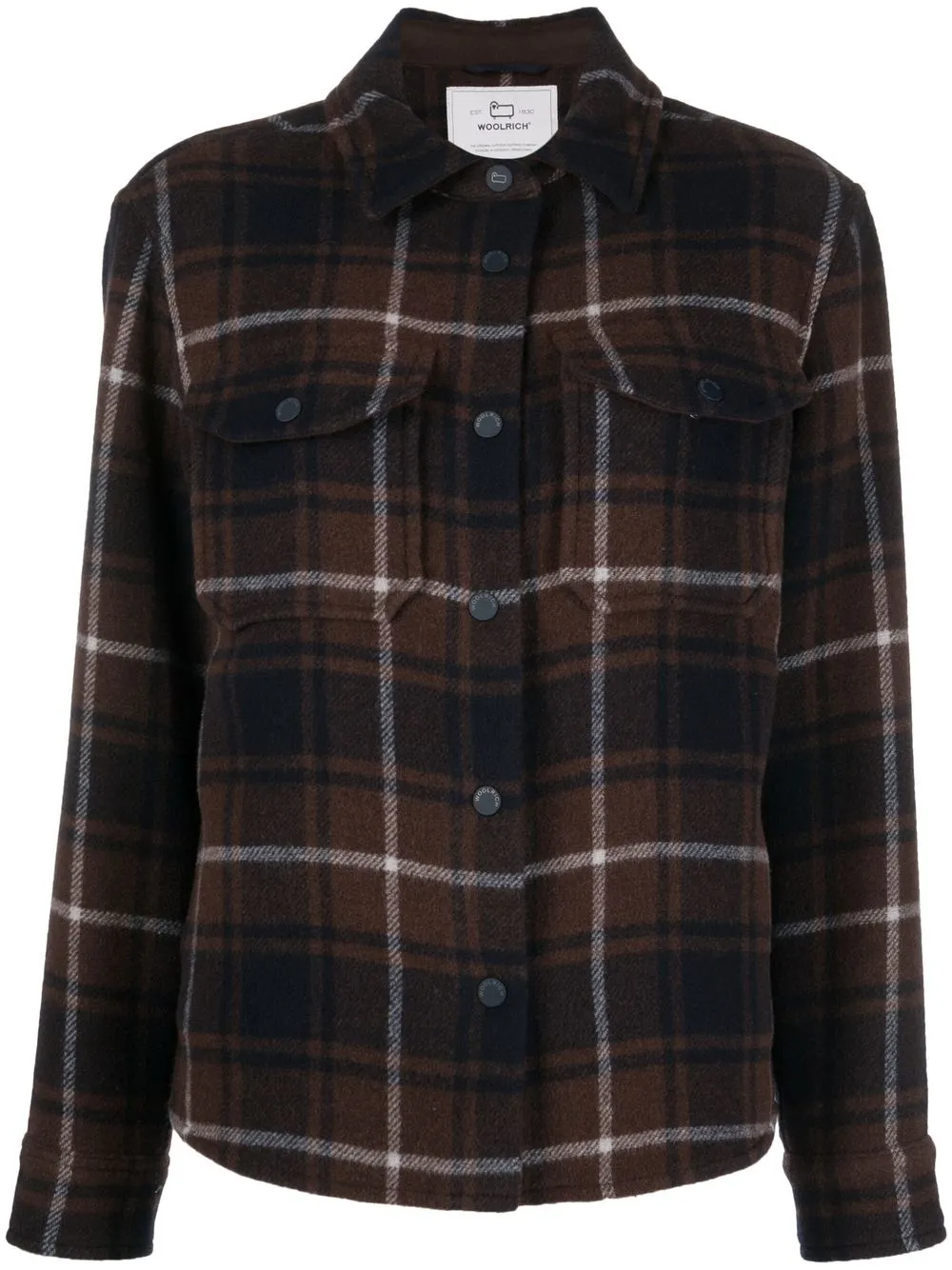 

Woolrich camisa manga larga con cuadros estampados - Marrón