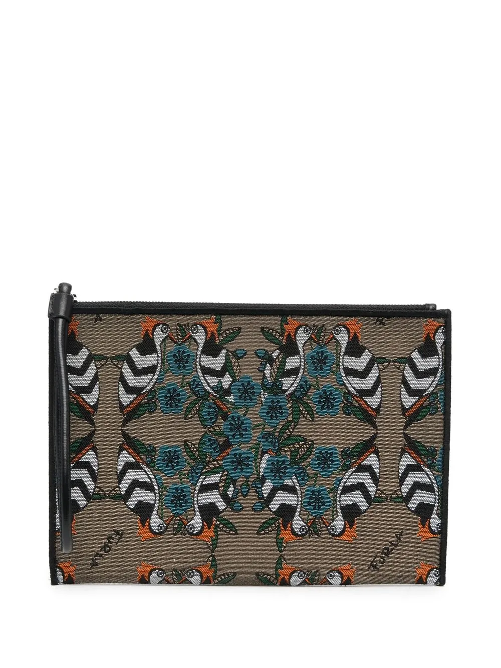 

Furla embroidered clutch bag - Grey
