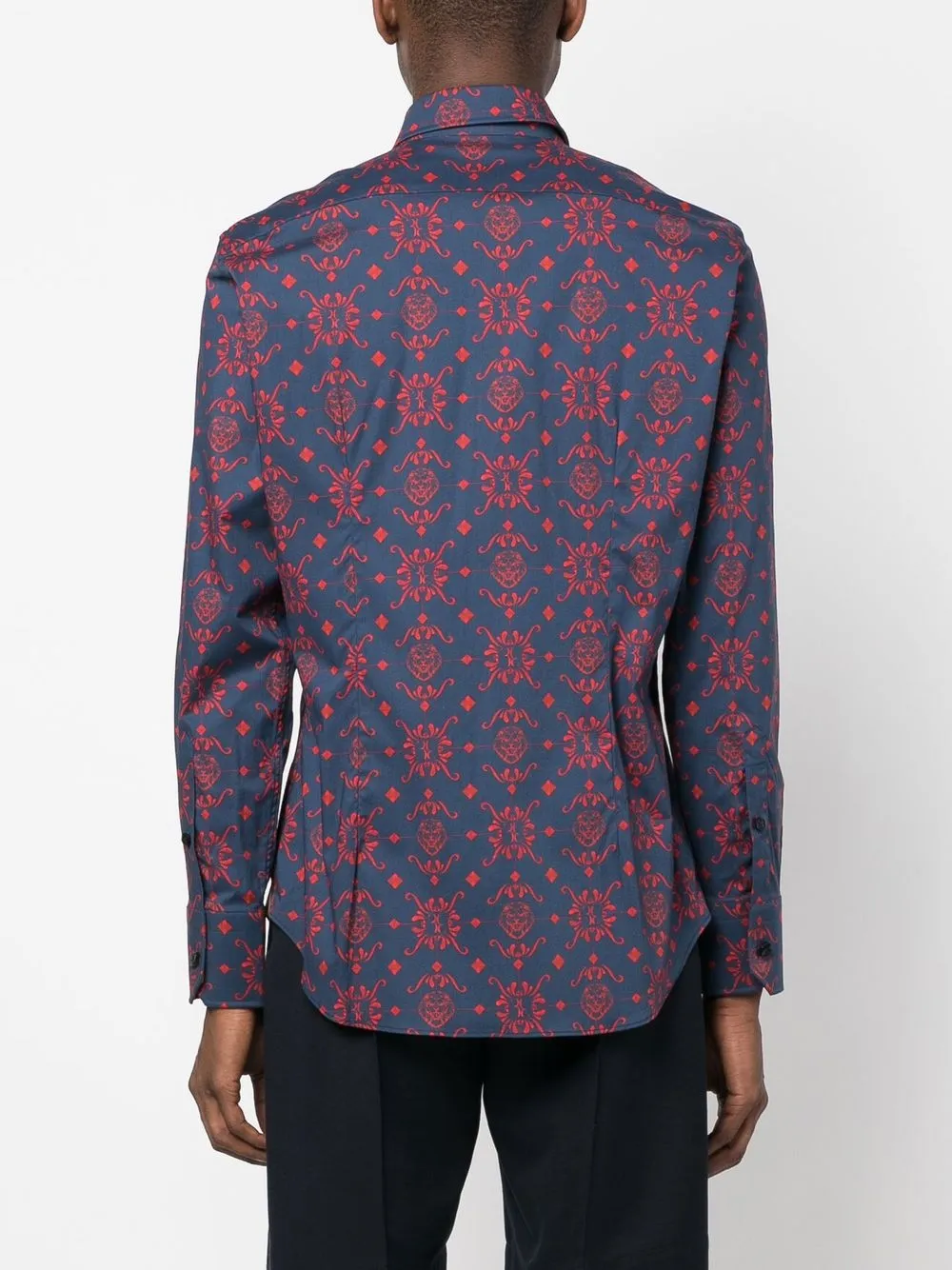 Shop Billionaire Abstract Pattern Print Cotton Shirt In 蓝色