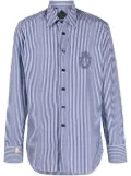 Billionaire crest embroidered striped shirt - Blue