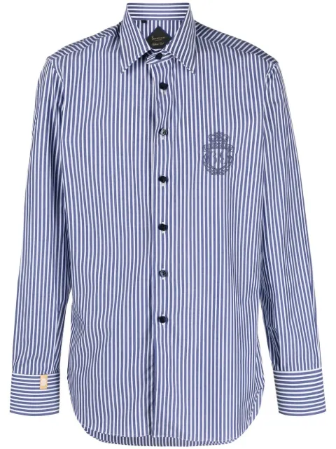 Billionaire crest embroidered striped shirt