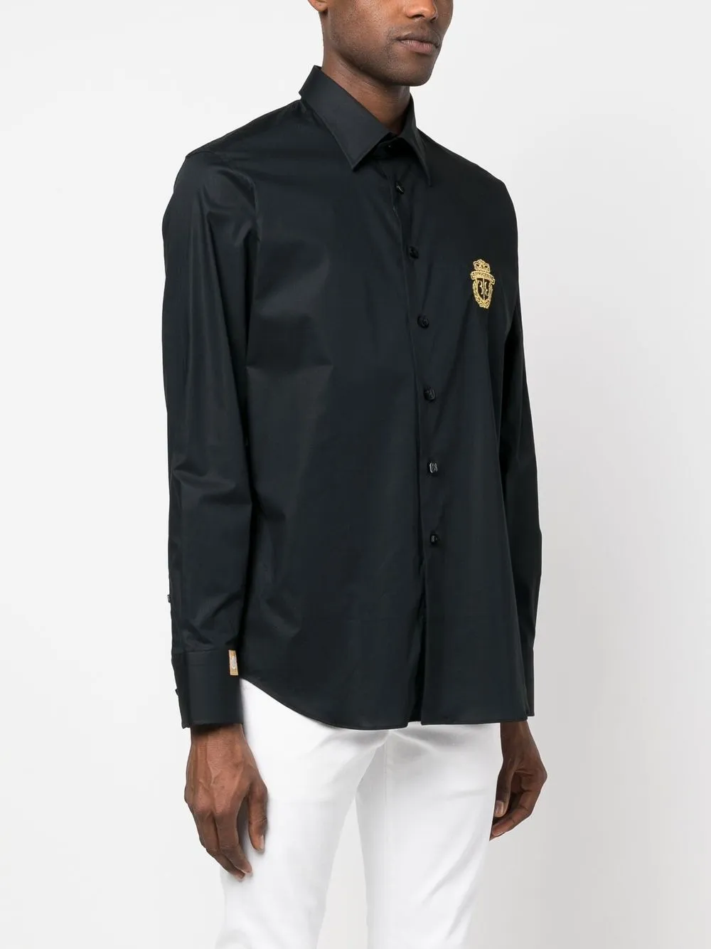 Shop Billionaire Silver Cut Logo-print Shirt In Black