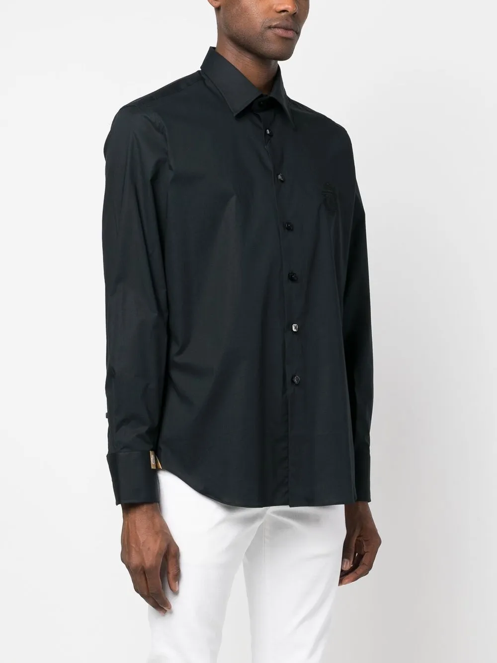 Shop Billionaire Silver Cut Cotton Shirt In Black