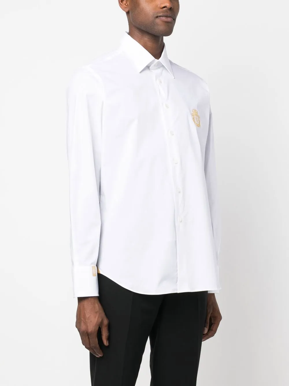 Shop Billionaire Silver Cut Logo-print Shirt In White