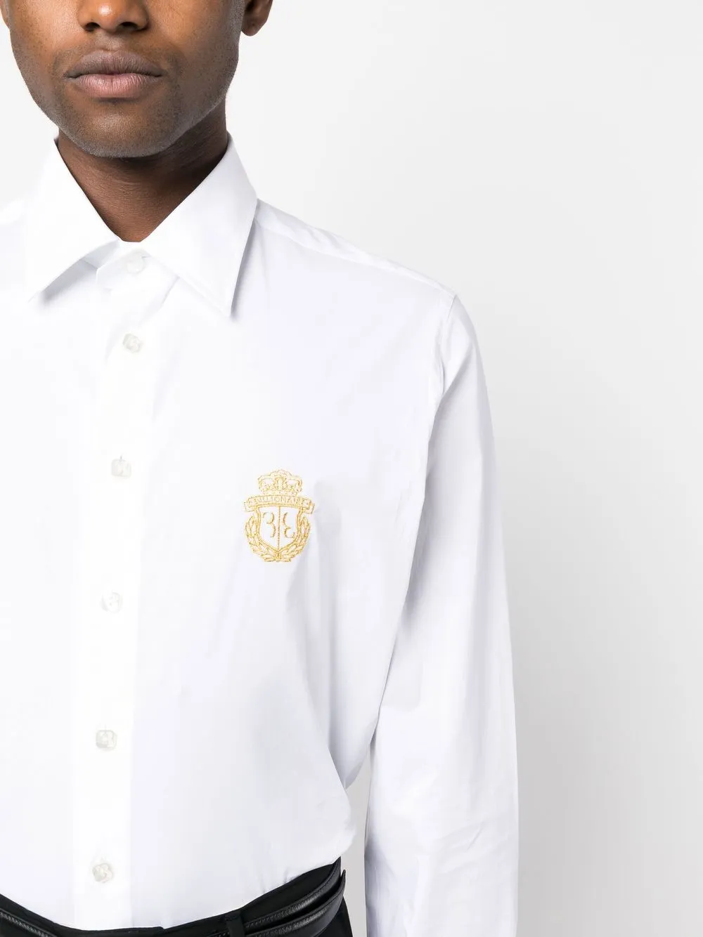 Shop Billionaire Silver Cut Logo-print Shirt In White