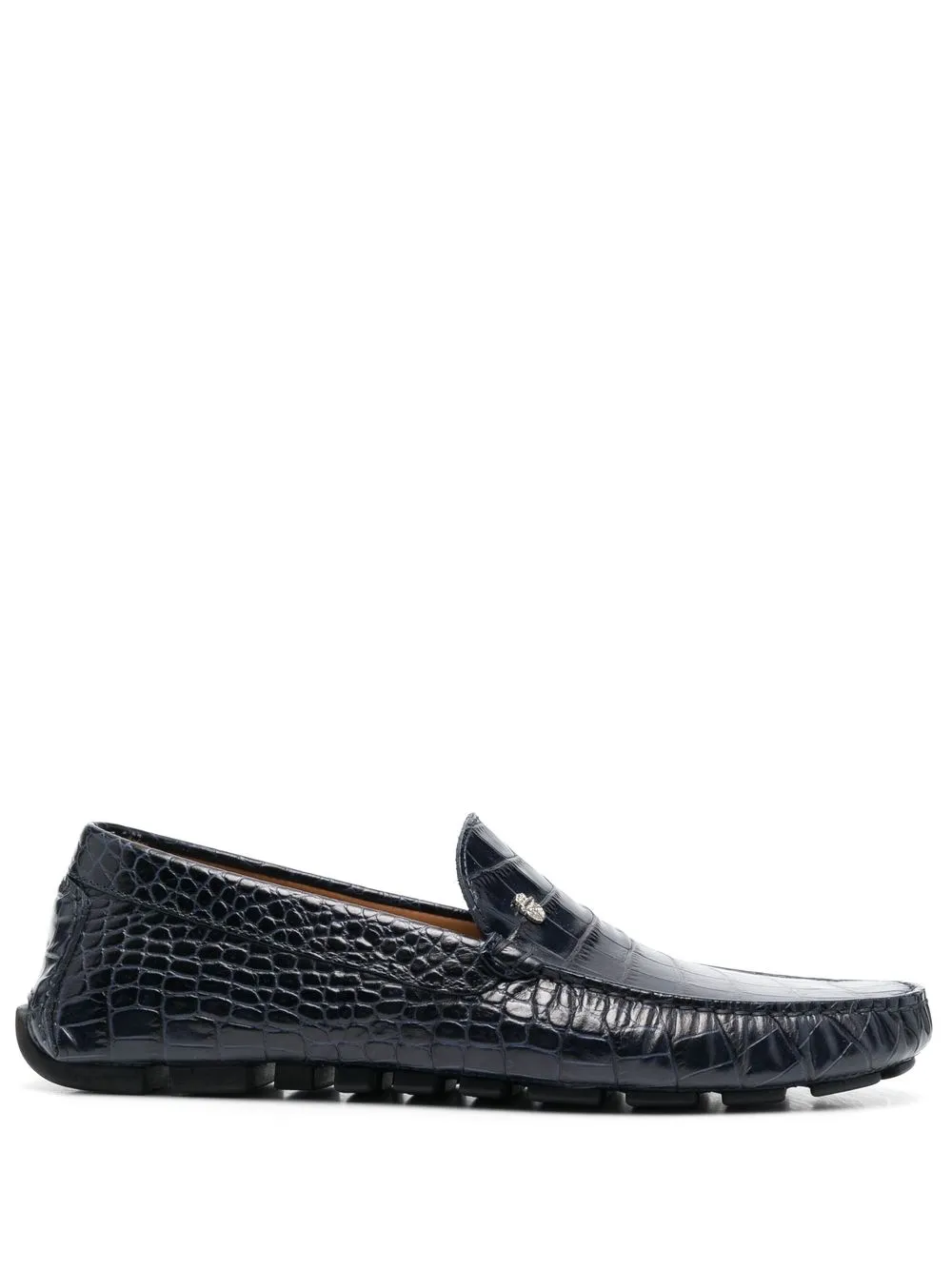 

Billionaire crocodile-effect leather moccasin - Blue