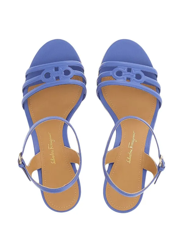 Ferragamo Sandalias Gancini Con Cuña De 70mm Azul FARFETCH MX