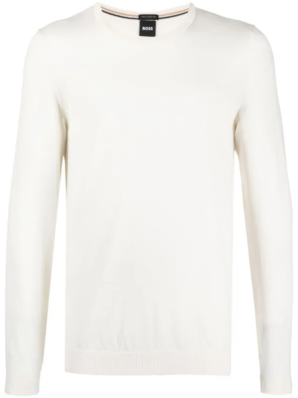 BOSS Crew Neck Pullover Sweater Neutrals FARFETCH OM