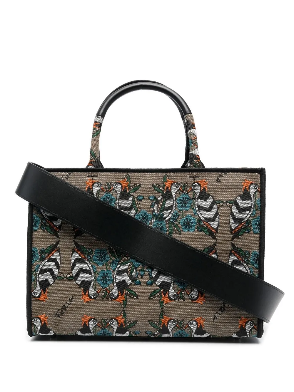 

Furla tote en jacquard pequeña - Marrón