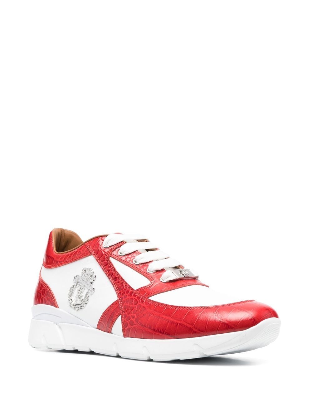 Shop Billionaire Croco-embossed Panel Sneakers In Red