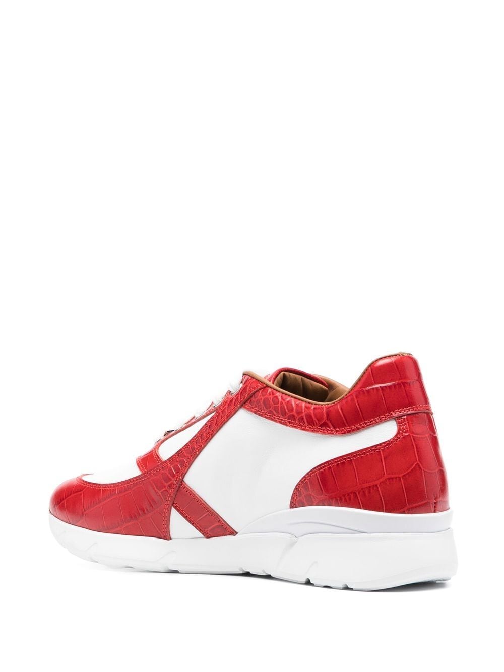 Shop Billionaire Croco-embossed Panel Sneakers In Red