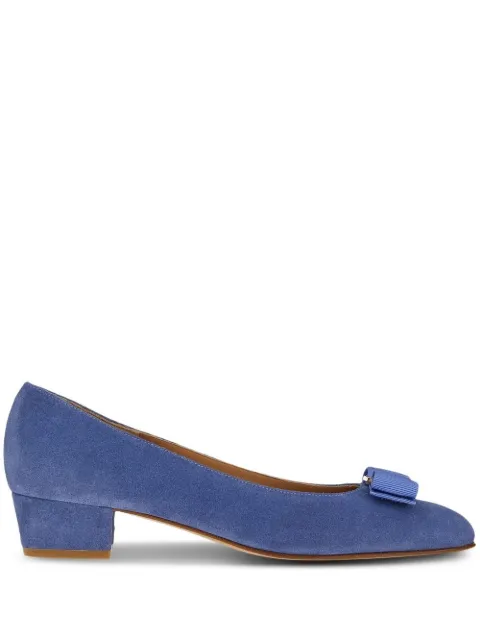 Ferragamo 30mm Vara Bow suede pumps