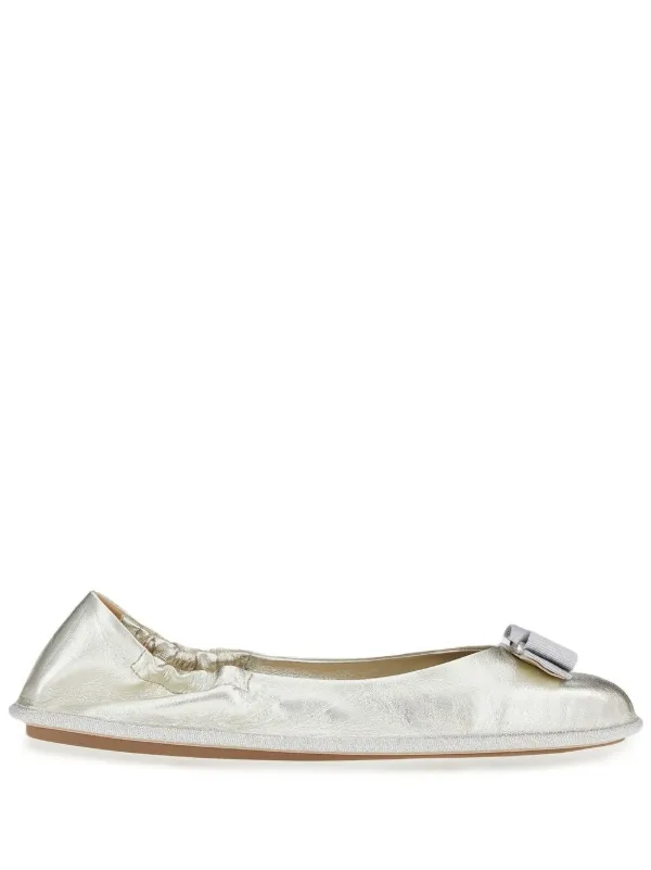 Ferragamo Nomadic Stories Ballet Flats in Silver