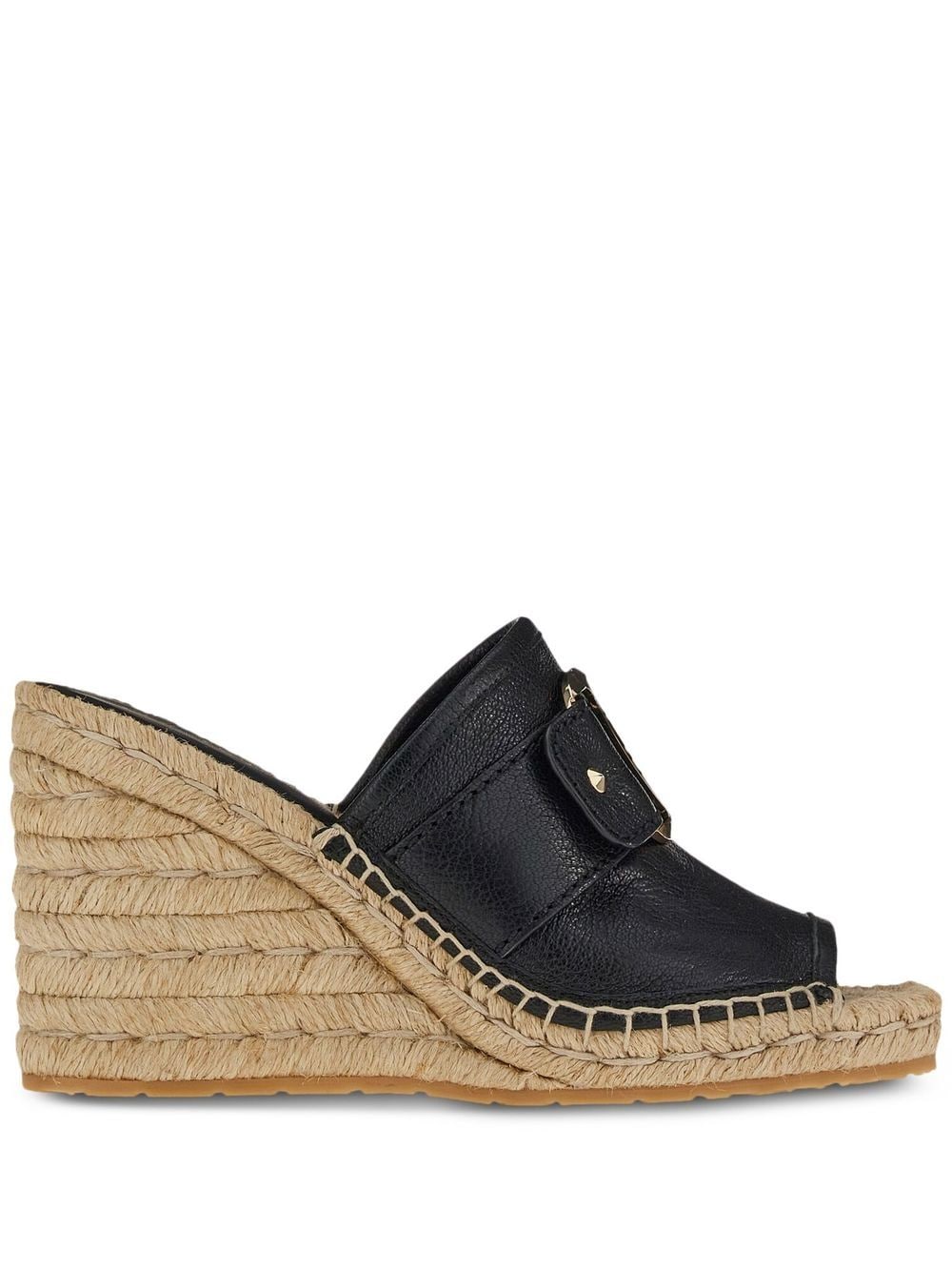 Ferragamo Logo-plaque Espadrille Wedges In Black