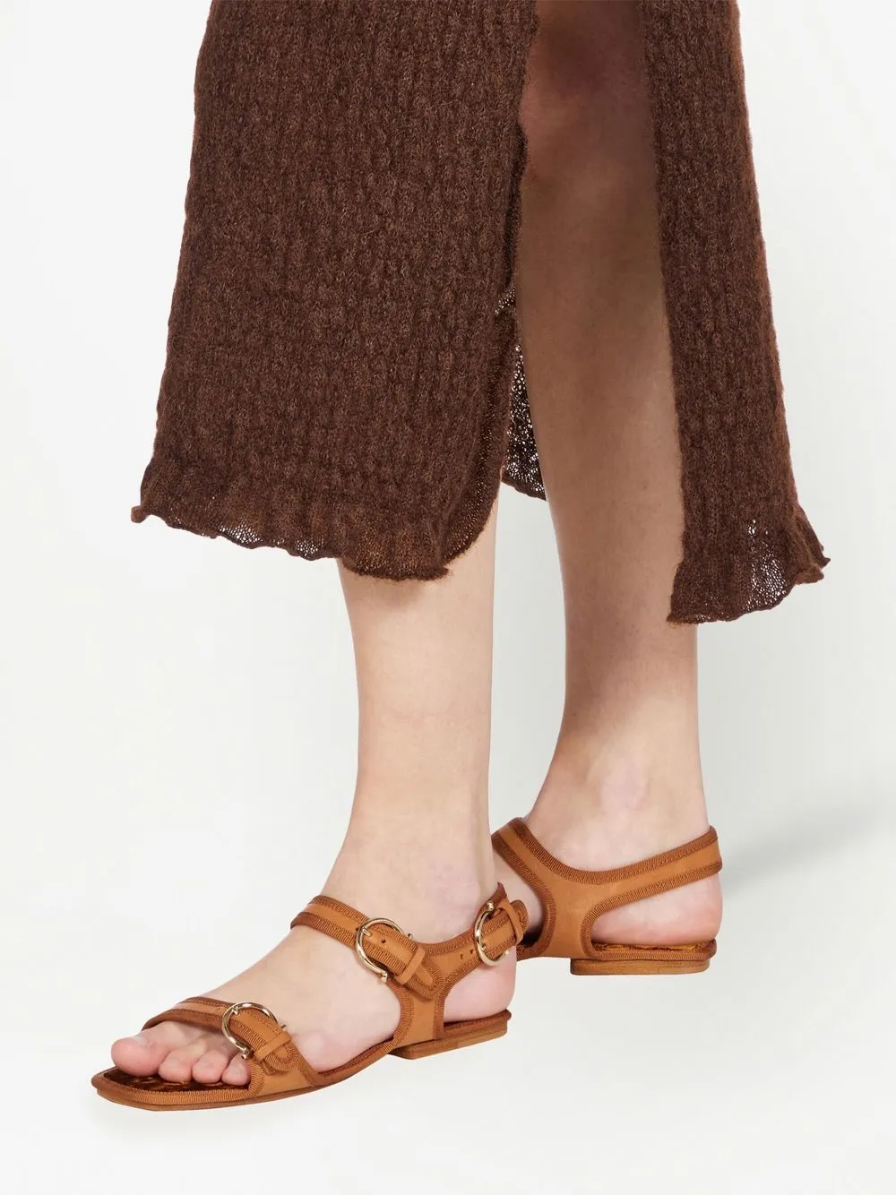Ferragamo Nomadic Stories leren sandalen Bruin