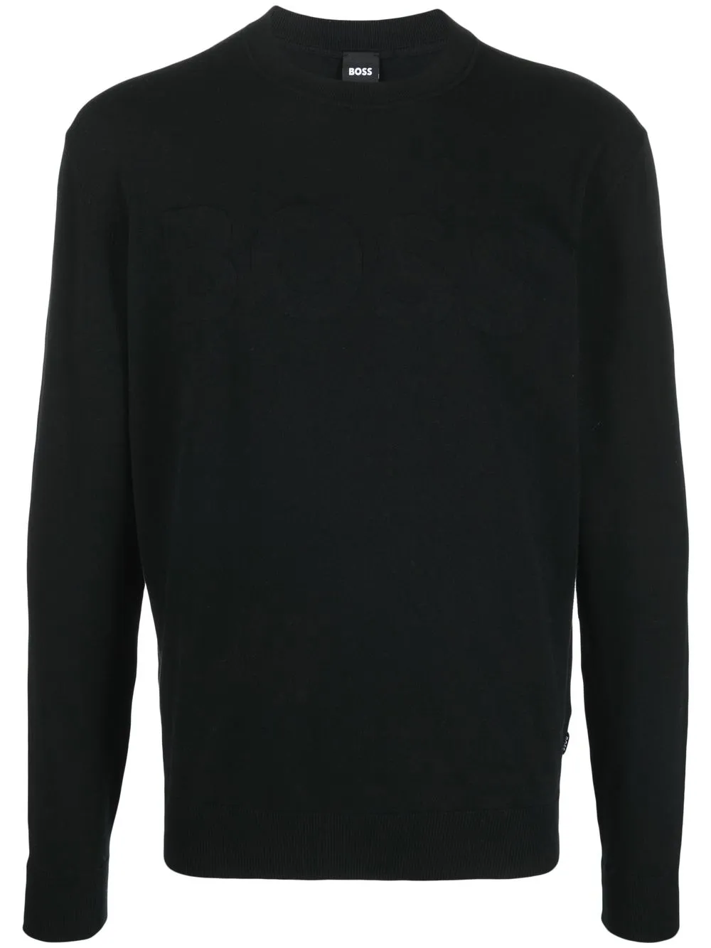 

BOSS logo-knit crew-neck jumper - Black