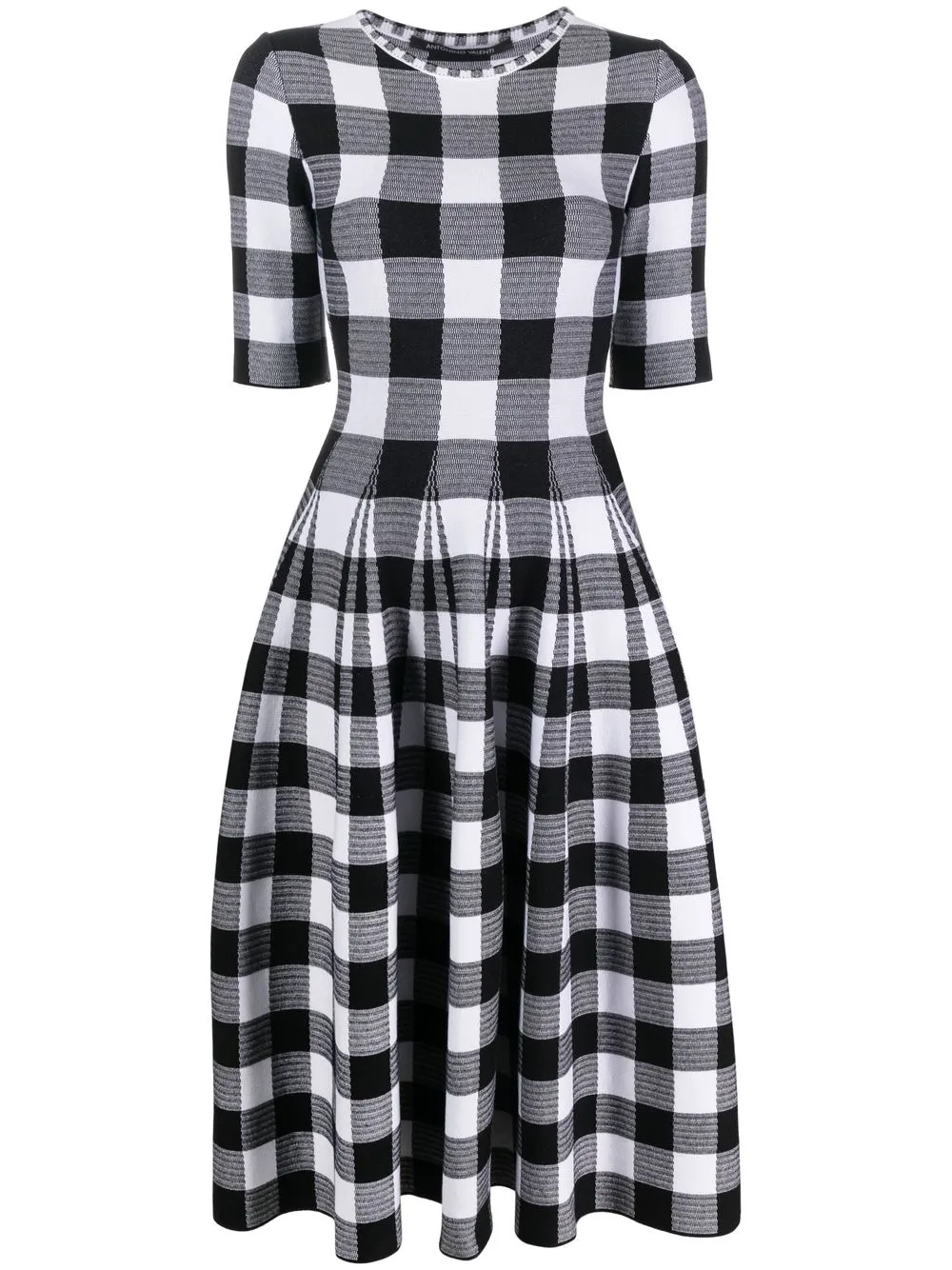 

Antonino Valenti vestido midi con motivo de cuadros gingham - Negro