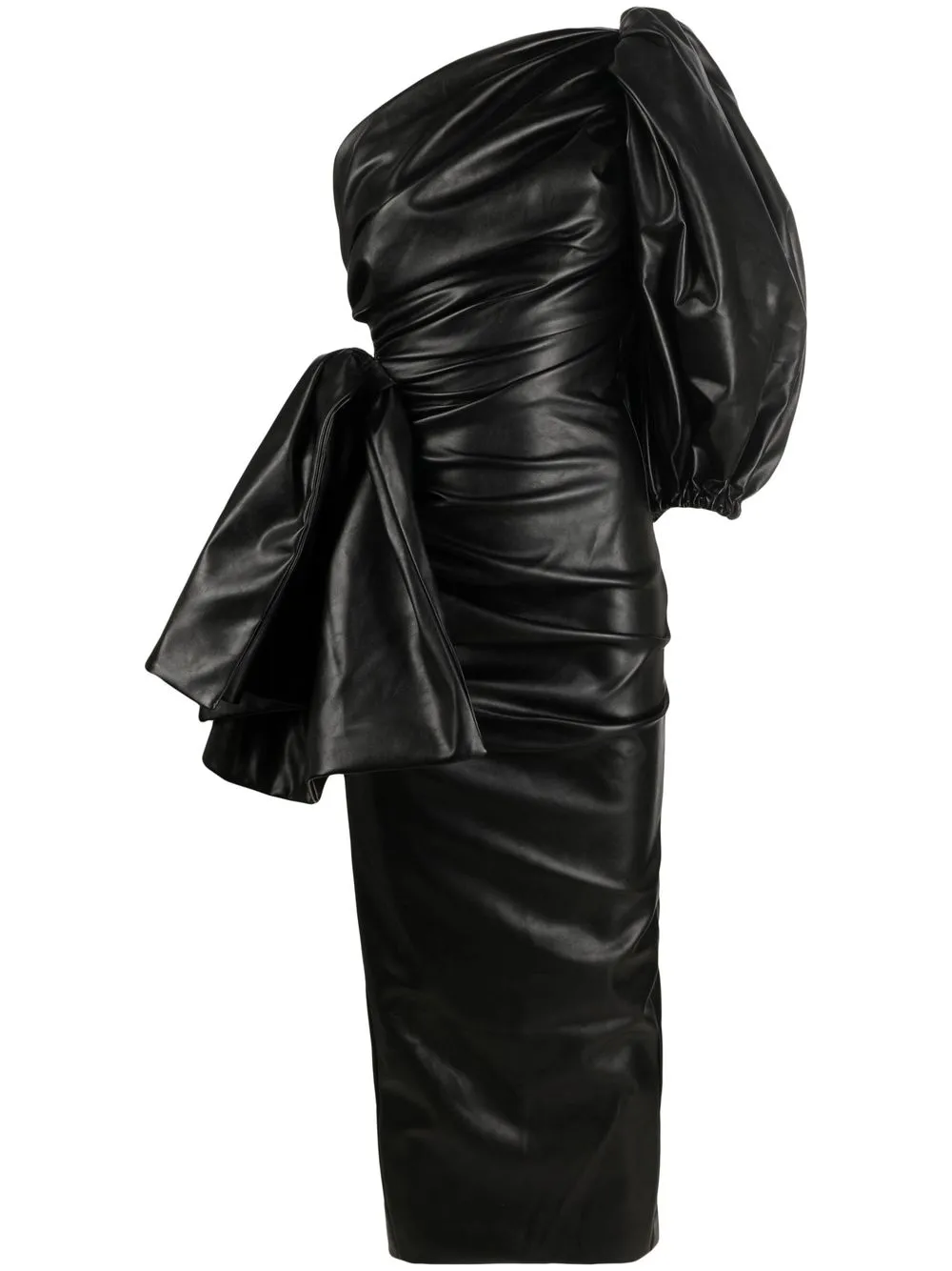

ANOUKI vestido con un hombro descubierto y mangas farol - Negro
