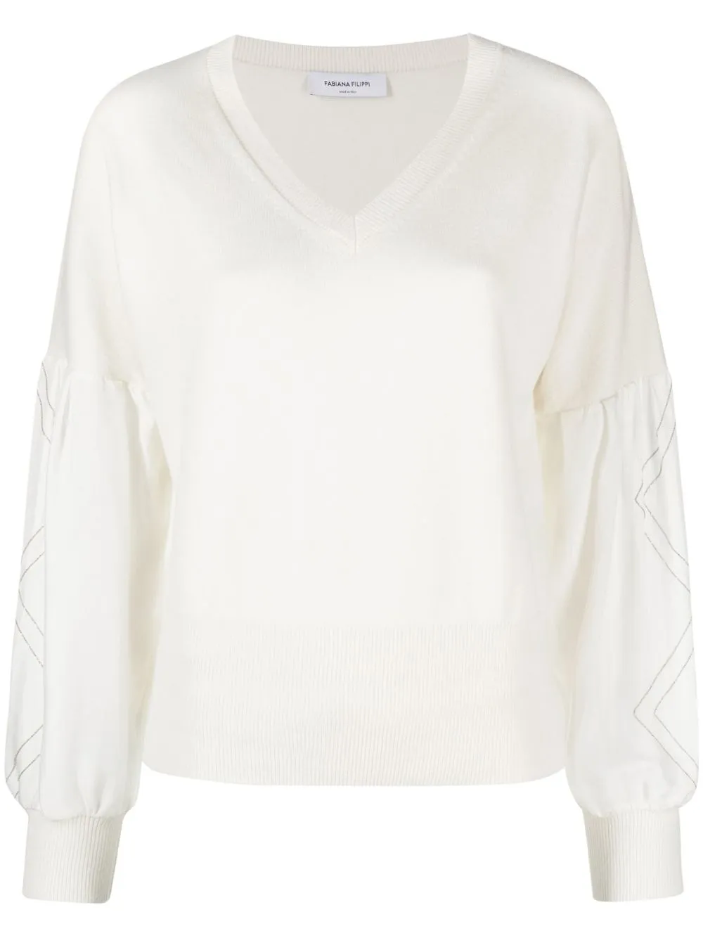 

Fabiana Filippi bead-embellished V-neck knitted jumper - Neutrals