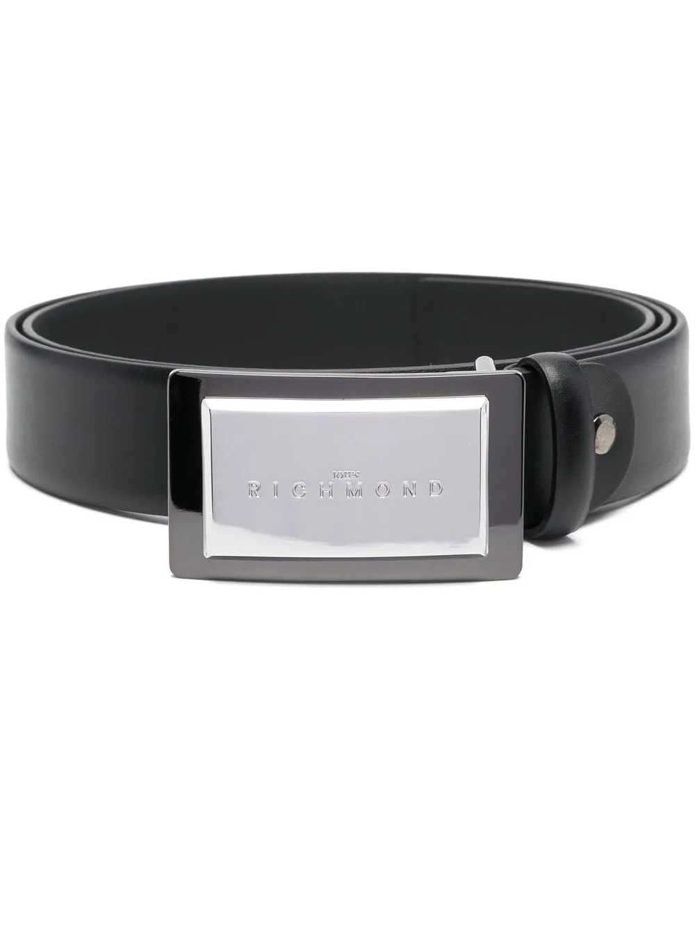 

John Richmond logo plaque leather belt - Black