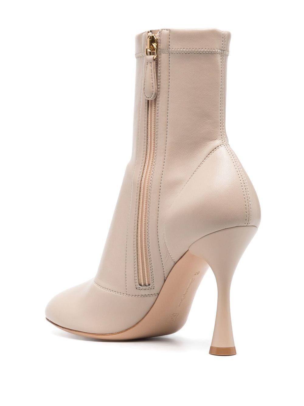 Shop Gianvito Rossi Sock-style 100mm Leather Boots In Nude