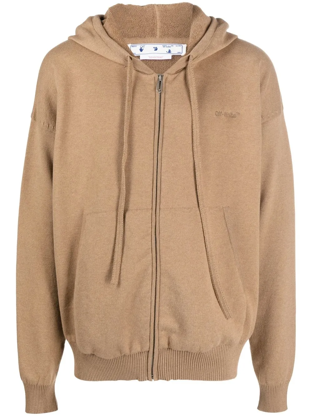 

Off-White For All logo-embroidered cotton hoodie - Neutrals
