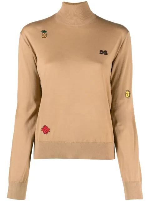 DSQUARED2 suéter con cuello vuelto y logo bordado
