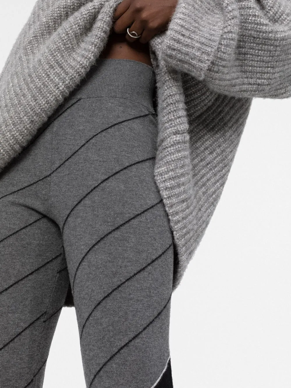 Stella Mccartney Diagonal-stripe Wool Flared Trousers In Grau