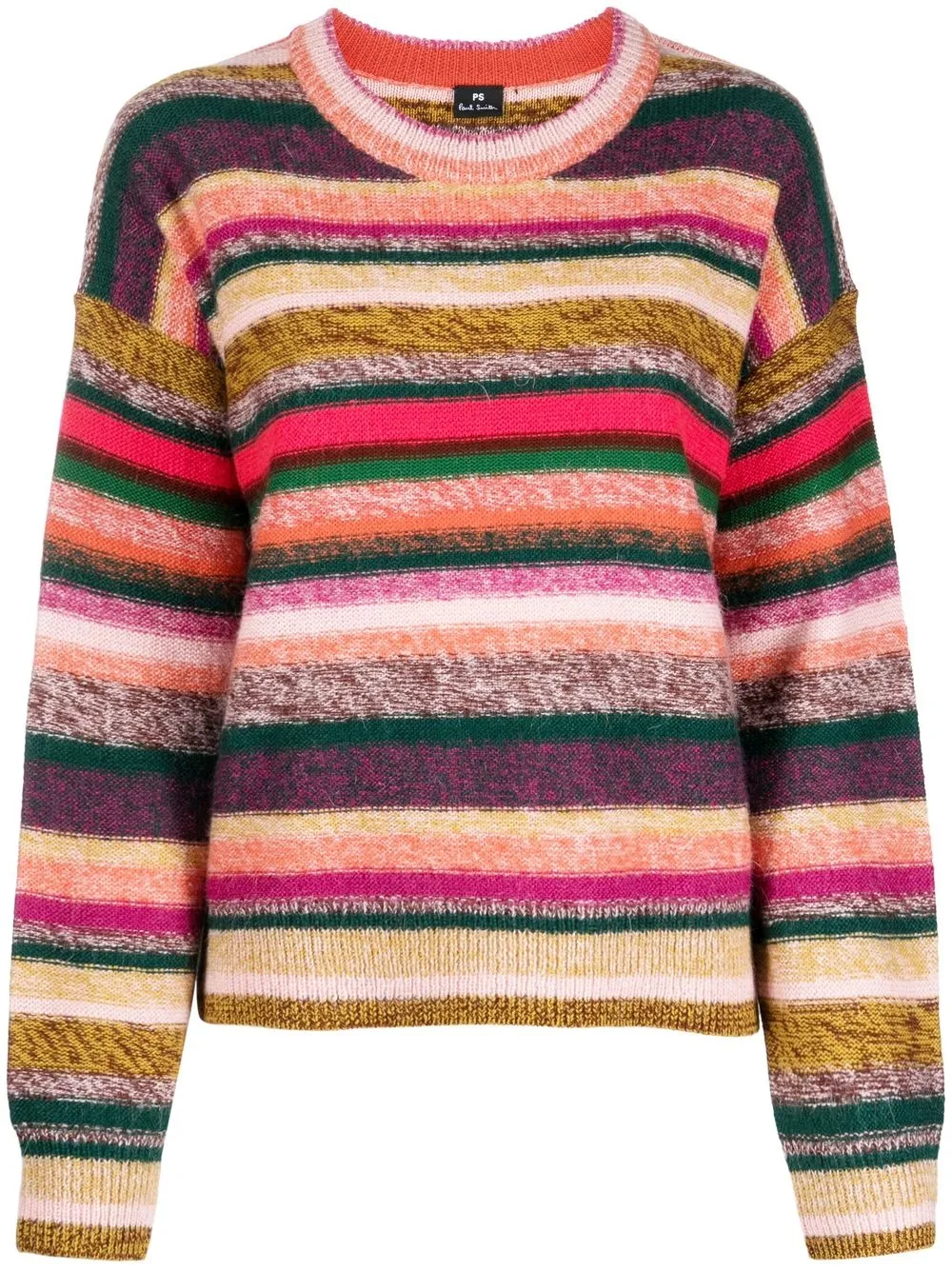 

PS Paul Smith suéter con cuello redondo y rayas - Rosado