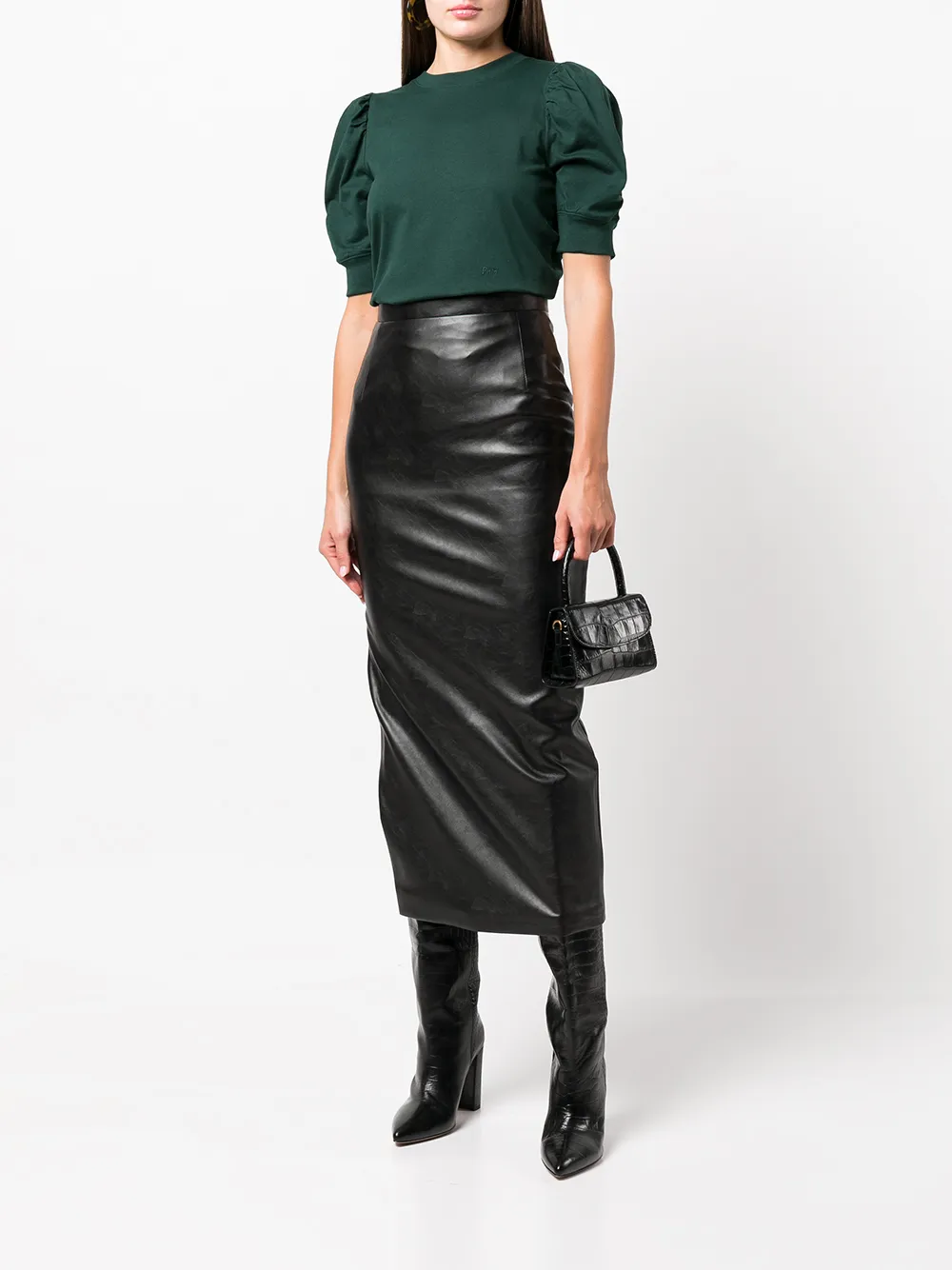 FRAME Blouse met pofmouwen - Groen