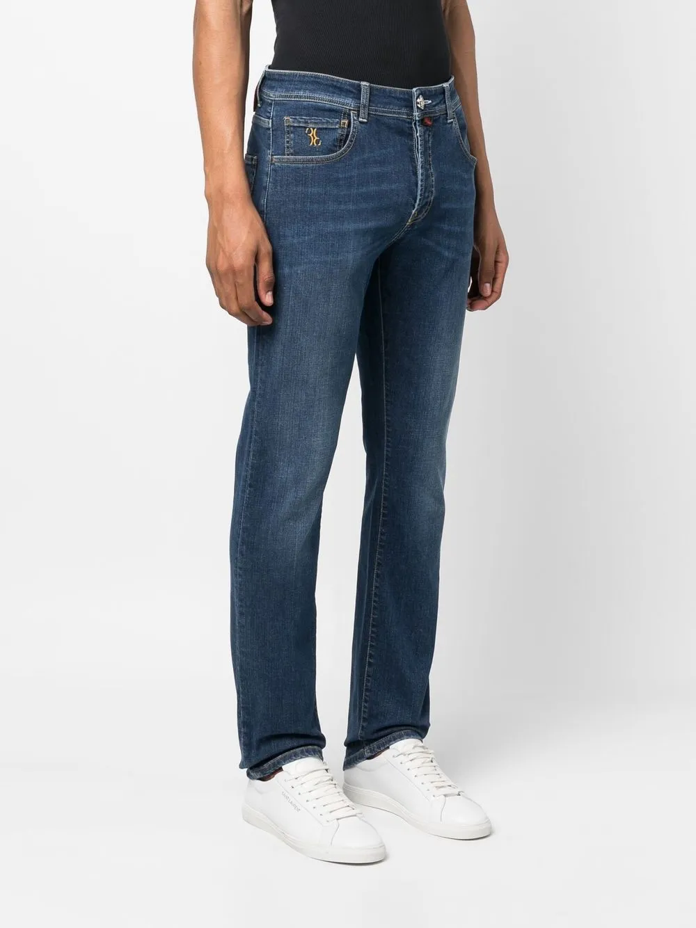  Billionaire Straight Leg Jeans Mit Logo Patch   Blau 