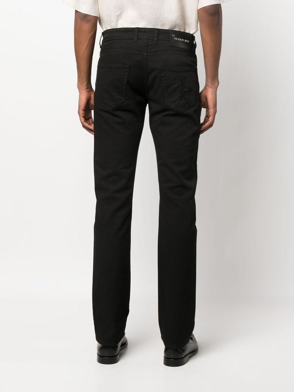 Shop Billionaire Logo-embroidered Straight-leg Jeans In Black