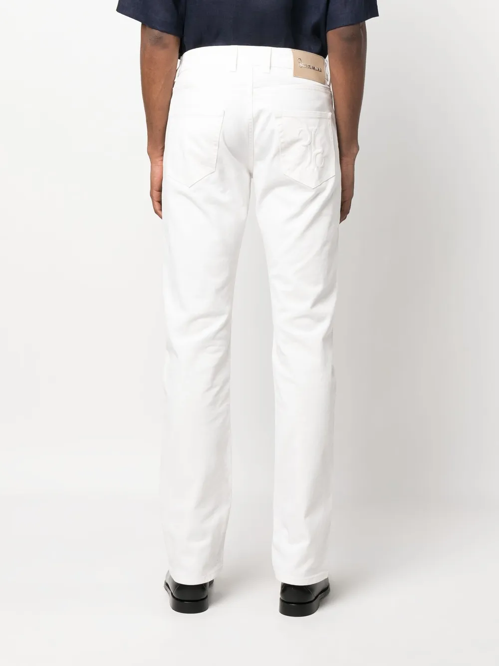 Shop Billionaire Logo-embroidered Straight-leg Jeans In Weiss