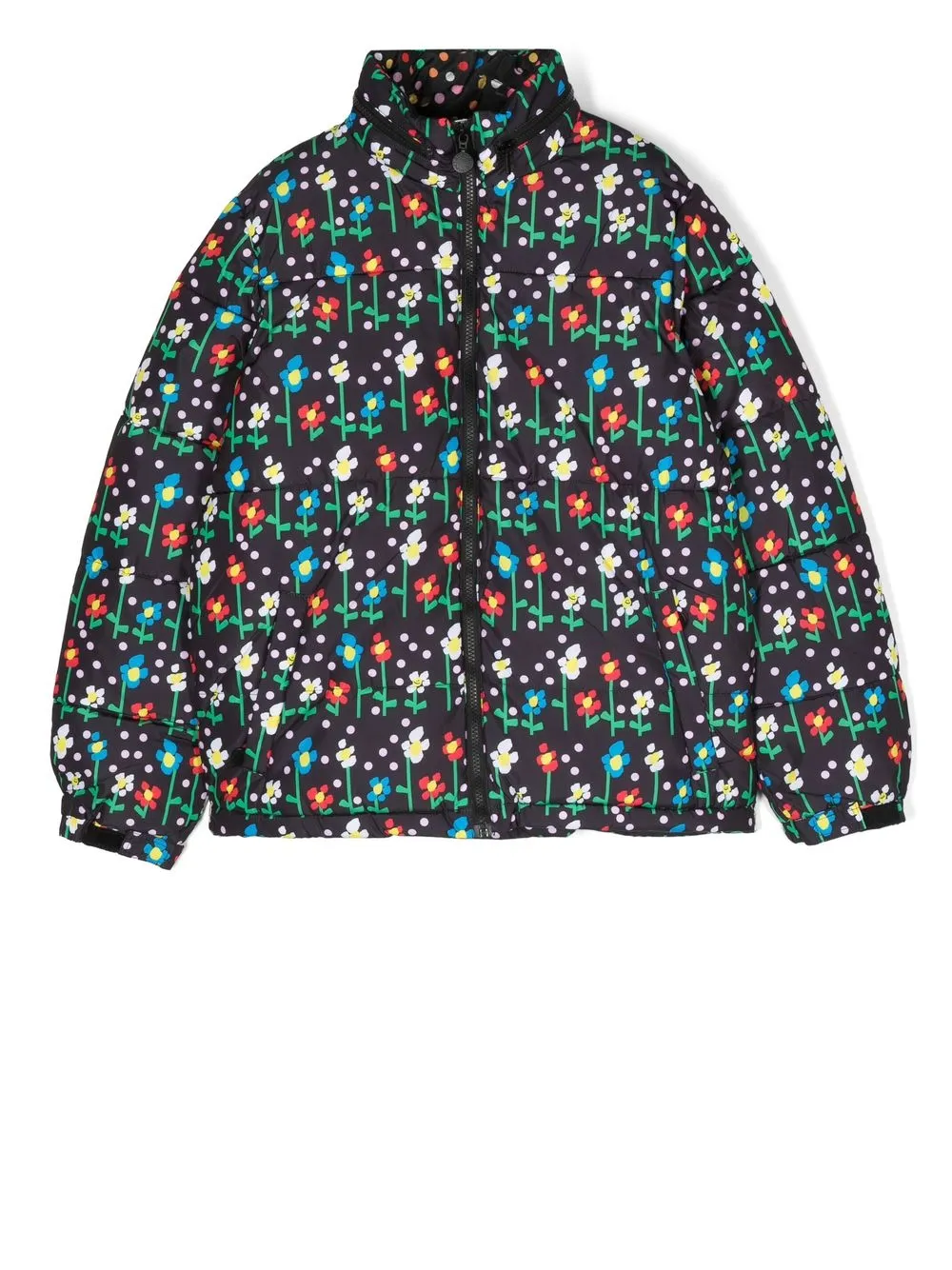 

Stella McCartney Kids floral-print puffer jacket - Black