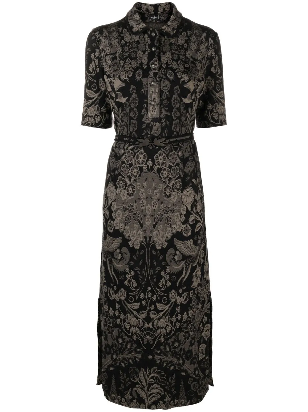 

ETRO vestido midi con motivo floral en jacquard - Negro