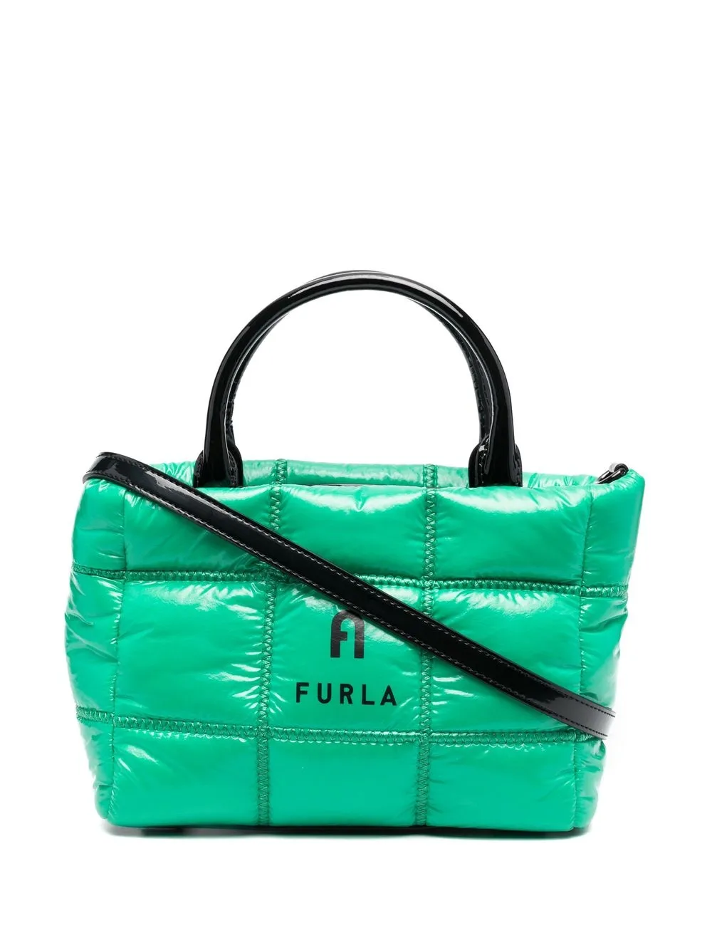 

Furla tote capitonado con logo estampado - Verde