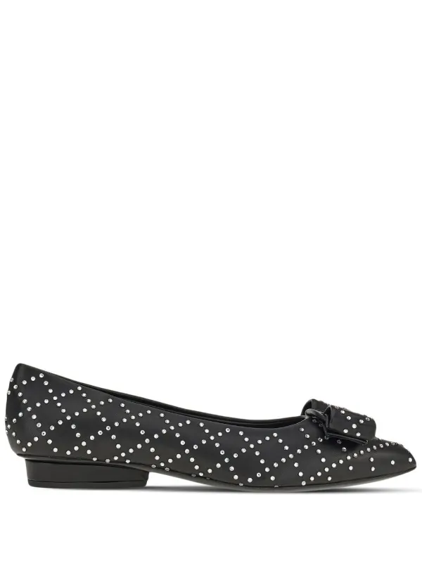 Ferragamo Viva Rhinestone-embellished Flat Pumps in Black