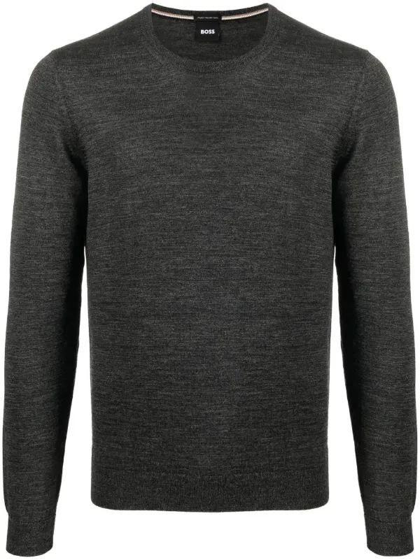 BOSS Crew Neck Pullover Sweater Grey FARFETCH VN