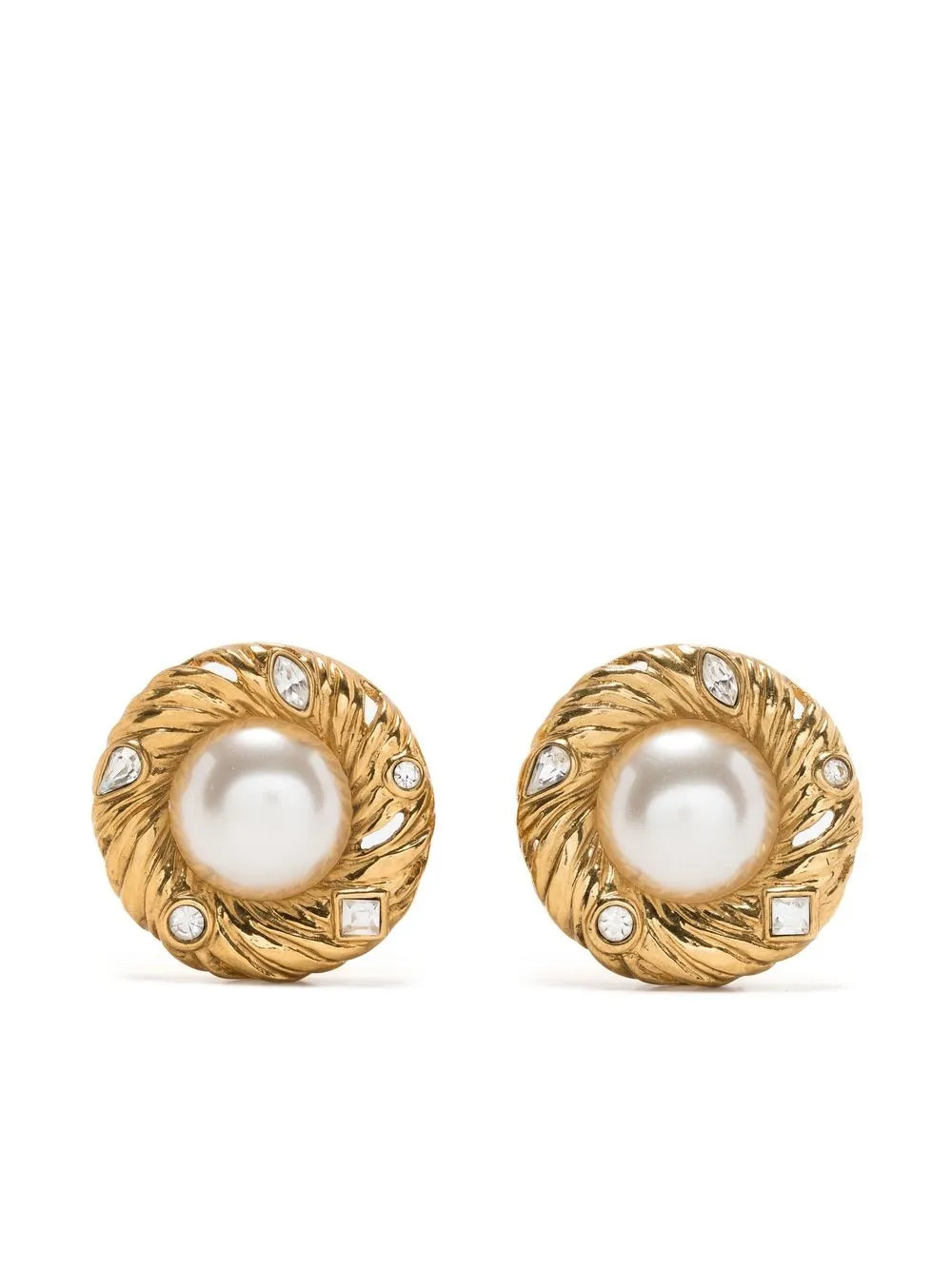 

Yves Saint Laurent Pre-Owned aretes de clip con perla - Dorado